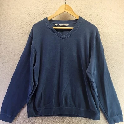 Cutter And Buck Sweater Mens Large Blue V Neck Pullover Pima Cotton - Image 1 of 4