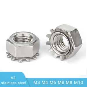 K Lock Kep Nuts / External Tooth Star Lock Nuts Zinc Plated/stainless Hex Nuts - Picture 1 of 9