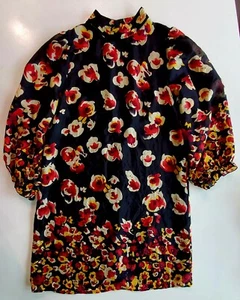 ARYN K. Women's Dark Floral Silk Mini Dress Size L - Picture 1 of 9