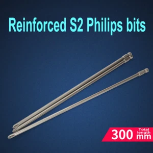 Electric Screwdriver S2 Phillips Bit Φ4mm~Φ6mm L=300 mm Hardened bits PH1~PH2 - Picture 1 of 15
