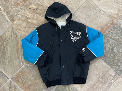 Vintage San Jose Sharks Starter Parka Hockey Jacket, Size Medium Cover