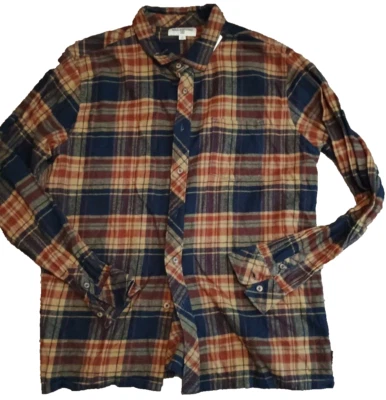Рубашка мужская фланелевая Billabong большая тонкая коричневая клетчатая с длинным рукавом на пуговицах хлопок - Изображение 1 из 4