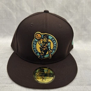 Boston Celtics Burnt Wood Brown NEW ERA 59FIFTY Fitted Hat Cap Size 7 5/8 - Picture 1 of 6