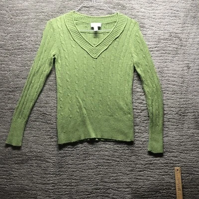 Suéter Ann Taylor LOFT Mujer Medio Verde Pullover Tejido con Cable Manga Larga Pequeño Foto 1 de 4