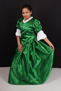Vestido de satén renacentista, vestido verde de dama, vestido de la Guerra Civil Americana - Imagen 1 de 25