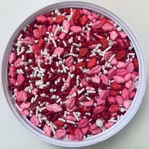 Kiss on the Lips Valentine Confetti Mix Edible Sprinkles- You Pick The Amount - Picture 1 of 1