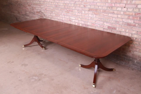 Kindel Furniture Georgian Mahogany Double Pedestal Extension Dining Table Cover