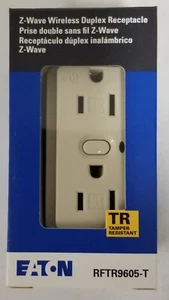 NUEVO Eaton RFTR9605-T Z-Wave Inalámbrico Dúplex Receptáculo Resistente a Manipulaciones Blanco - Imagen 1 de 4
