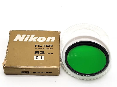 Genuine OEM Vintage Nikon/Nikkor X1 52mm  GREEN  Filter screw in, MINT, USA - Image 1 of 3