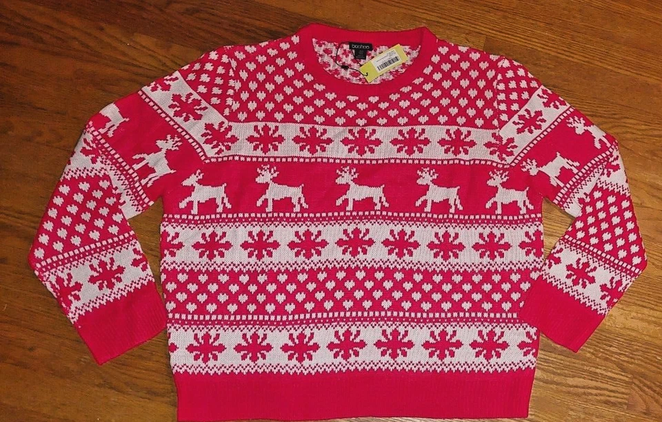 NWT Boohoo Snowflake Reindeer Nordic Christmas Sweater Size XL - Image 1 of 1