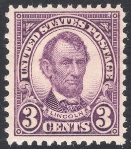 #635 XF MNH OG-3¢ ABRAHAM LINLINCOLN PERF 10.5 X 11-Gran centrado (REM #635-F) - Imagen 1 de 2
