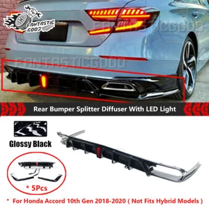 Difusor divisor de parachoques trasero LED de fibra de carbono para Honda Accord 2018-2020 - Imagen 1 de 9
