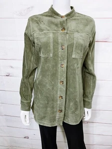 Lands' End Womens Corduroy Jacket Size M Green Button Up Pockets Long Sleeve - Picture 1 of 8
