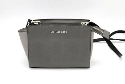 Bolso de Hombro Michael Kors SELMA SATCHEL Logo Cuero Gris Mujer Foto 1 de 4