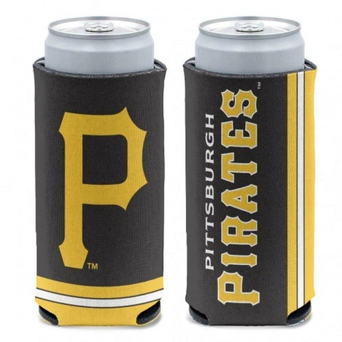 Pittsburgh Pirates 12oz Slim Can Cooler [NEW] Beer Seltzer Coozie Claw Holder Cover