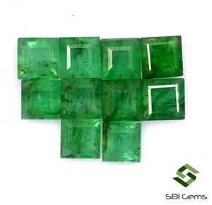3.49 CTS Natural Emerald Square Cut 4 mm Lot 10 Pcs Calibrated Loose Gemstones - Picture 1 of 5