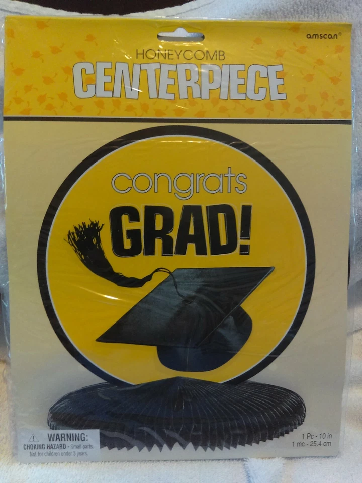 Honeycomb Congrats Grad Centerpiece, Black ,Yellow, White - Image 1 of 2