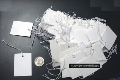 PRICE TAGS 100 White jewelry large write on label 1 5/8" x 1 1/4" 40X30mm PT008 - Image 1 of 4