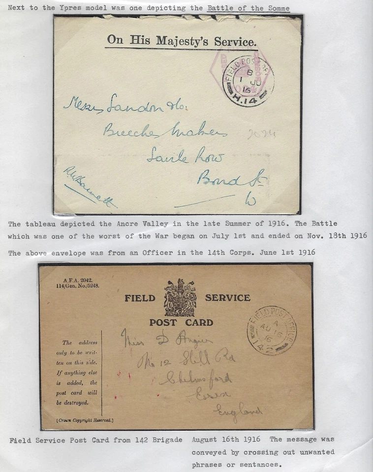 Великобритания GB 1916 WWI четыре поля посты две обложки и две открытки 142-й бригады 14 CO - Изображение 1 из 1