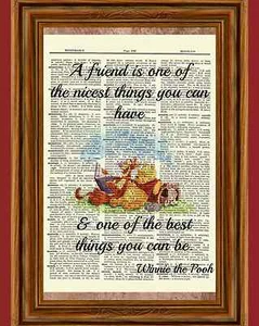 Winnie the Pooh Dictionary Art Print Picture Poster Tigger Vintage Friend Quote