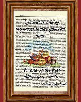 Winnie The Pooh Dictionary Art Print Picture Poster Tigger Vintage Friend Quote • 8.19$