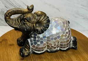 Vintage Mirror Mosaic Elephant Figurine 9”x6”tall - Picture 1 of 5