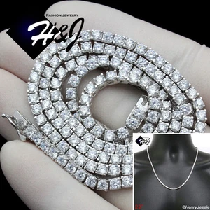22"MEN SOLID 925 STERLING SILVER ICY BLING CZ 3MM 1 ROW TENNIS CHAIN NECKLACE*10 - Picture 1 of 8