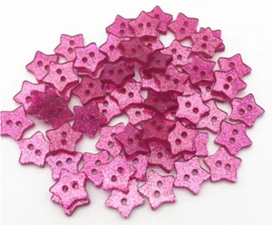 10 KNOPF STERN STERNE 14mm pink Glitzer KINDERKNÖPFE BABY KNÖPFE 2Loch Glitter - Picture 1 of 2