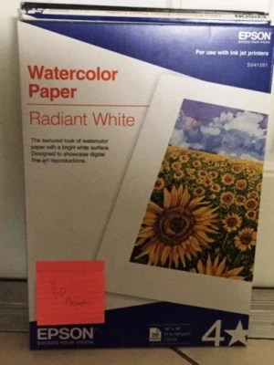 Epson Watercolor Paper,  Radiant White, 13 x 19 Inches, 16 Sheets (S041351) - Image 1 of 2