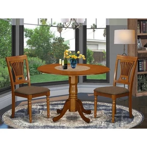 Saddle Brown Small Kitchen Table and 2 Chairs 3-piece Dining Set Microfiber - Picture 1 of 5