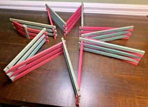 Vintage Wooden Folding Christmas Tree Fence Red/Green Over 10' Putz Villages - Picture 1 of 9