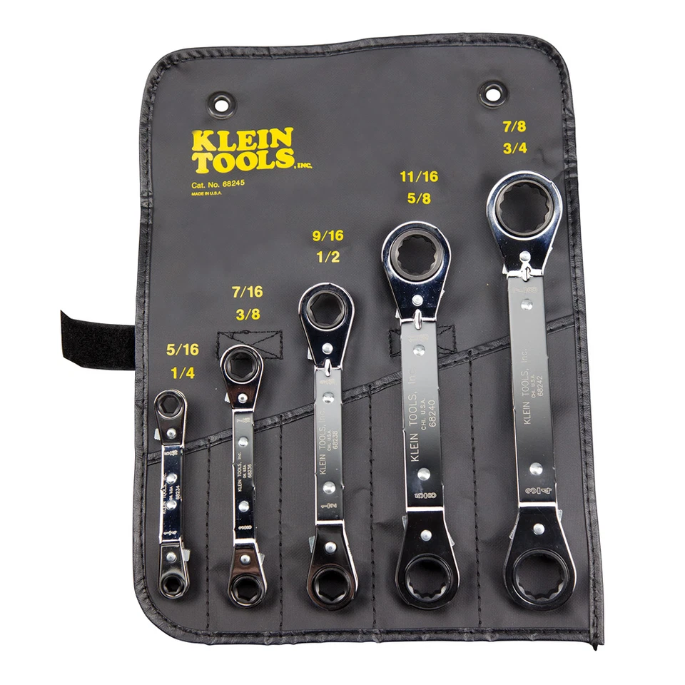 Klein Tools 68245 Fully Reversible Ratcheting Offset Box Wrench Set, 5 Piece - Image 1 of 4