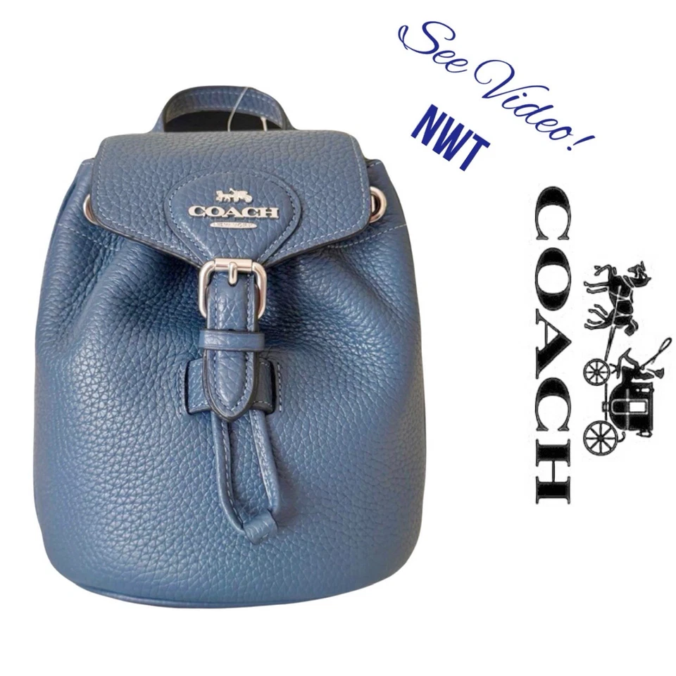 COACH CL408 Amelia Convertible Backpack Soft Pebble Leather Iris