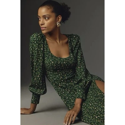 Reformation Alessi Midi Dress Green Floral | Women’s Size 12 - Image 1 of 4