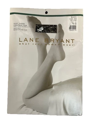NEW LANE BRYANT Pantyhose Stockings, Sheer Con Top, Style 7001, Size A/B Black - Image 1 of 4