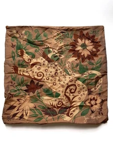 Vintage Jim Thompson Thai Silk Zipper Pillow Cover Jungle Leopard Cheetah MCM - Picture 1 of 5