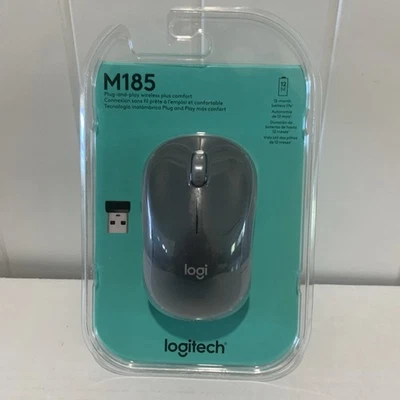 Logitech M185 Wireless Mouse 910-002225 Black Gray (Sealed) - Image 1 of 4