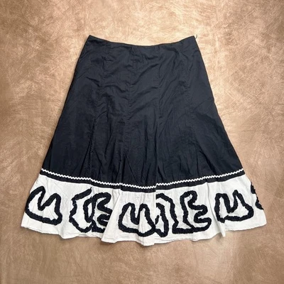 Falda midi gótica vintage años 90 Allison Taylor blanca y negra geométrica con volantes dobladillo Foto 1 de 4