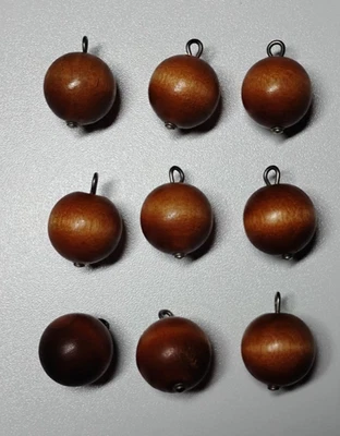 9 Vintage Wood Ball/Sphere Metal Shank Buttons - 3/4" - Image 1 of 2