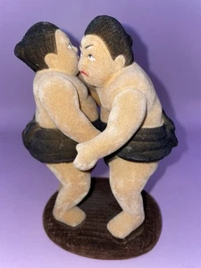 Vintage 5.75" Tall Sumo Wrestlers Bobblehead Toy Peach Fuzz - Picture 1 of 5