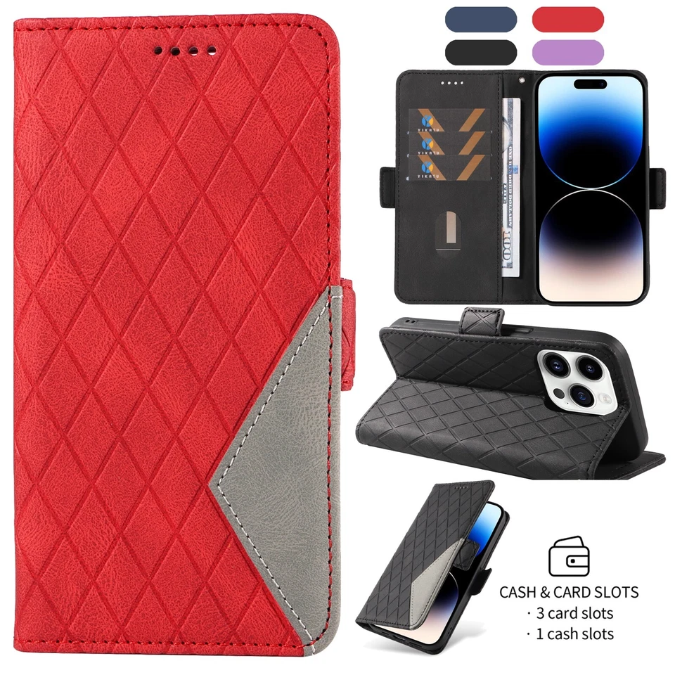 For Motorola E13 G24 G34 Edge 40 Wallet Case Flip Leather Card Phone Case Cover - Image 1 of 4