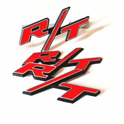 3PCS OEM For RT Front Grill Emblem R/T Side Fender Aluminum Red Black Car Badge - Image 1 of 2