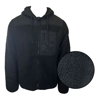 Chaqueta negra auténtica Sherpa polar de peluche Jack & Jones para hombre (S01) Foto 1 de 4