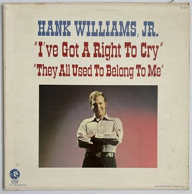 Hank Williams Jr. - I've Got A Right To Cry - 1971 Vinyl LP Club Edition Cleaned - Image 1 of 4
