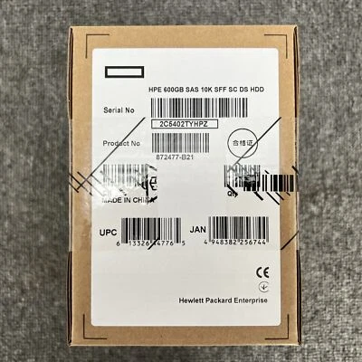 872477-B21 for HPE 600GB 12G SAS 10K ENT 2.5" SFF SC DS HDD Server  872736-001 - Image 1 of 4