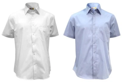 Camicia Uomo Manica Corta Cotone Popeline Colletto Italiano S - 3XL - Immagine 1 di 4