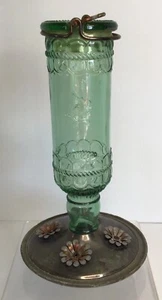 Vintage Woodstream Hummingbird Feeder Green Tint Glass bottle - MADE IN THE USA - Picture 1 of 9