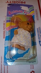 Bright of America RAINBOW TROLL IN NIGHTGOWN 6" Plastic Toy Figure New on Card