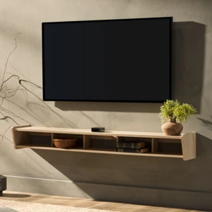 Modern Wall-Mounted Floating TV Stand – Coastal Oak - Picture 1 of 10
