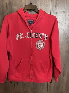 Vintage St John’s Red Storm Sweatshirt mit durchgehendem Reißverschluss Erwachsene Large rot - Bild 1 von 7